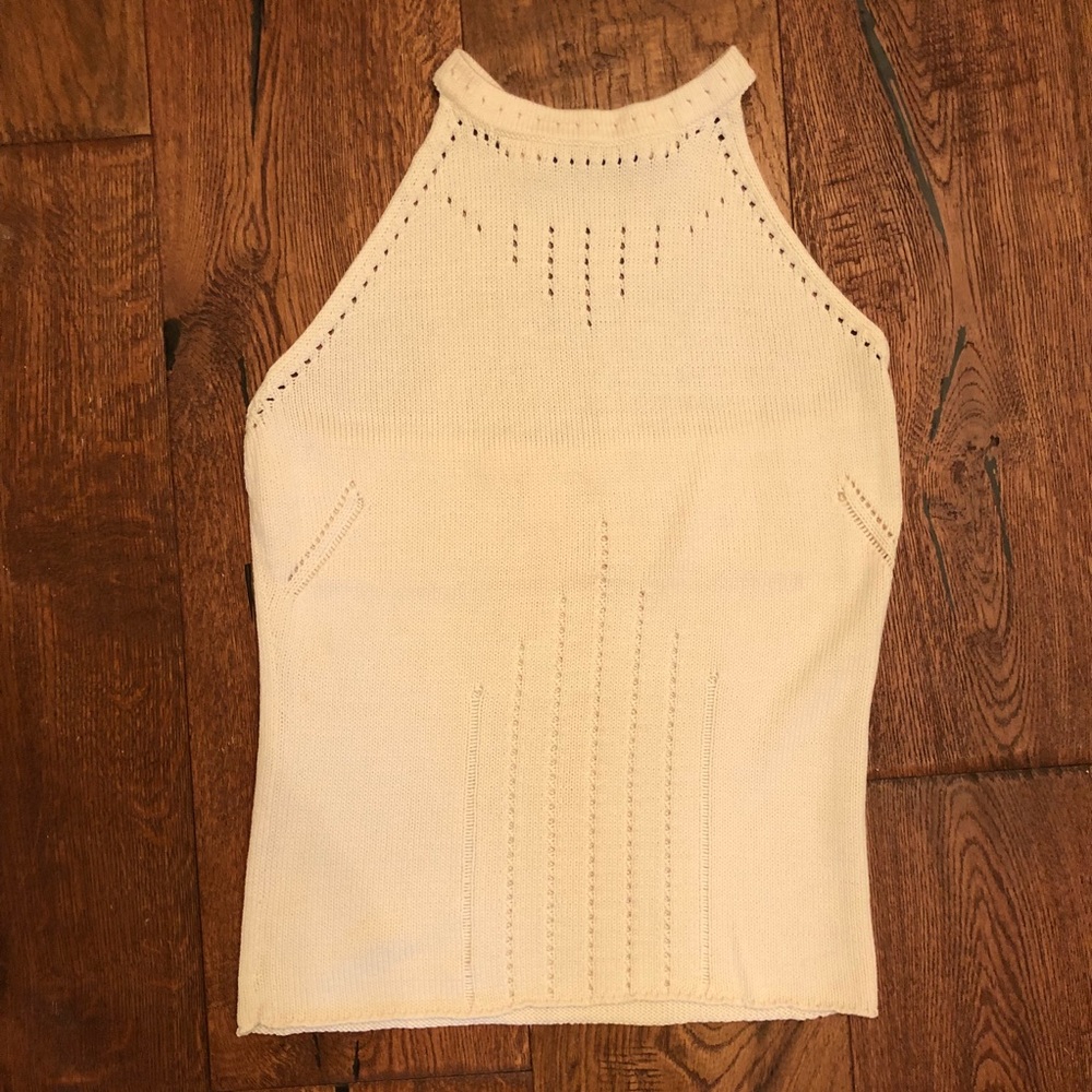 Nicole Miller Cream Knit Halter Tank Top